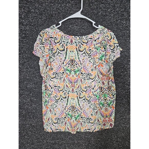 Rachel Zoe Top Women's Small S Artistic Painted Glitter Pattern V-Neck NWT - Picture 8 of 9